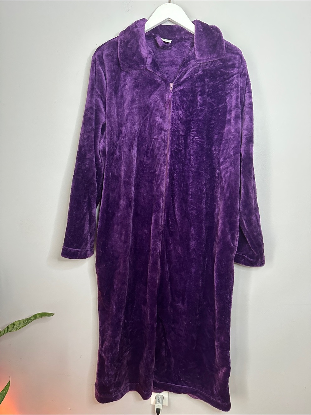 Croft & Barrow Plush Long Zip-Front Robe - Purple size XL